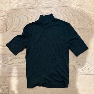 Marine Layer Lexi Rib Forest Dark Green Mock Neck Top